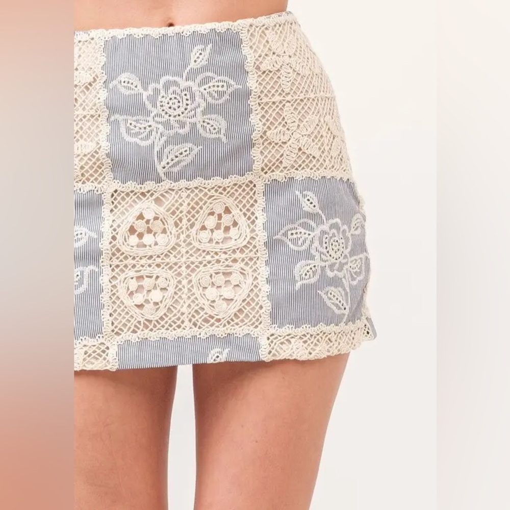 NWT Sofie The Label Carmine Blue Crochet Skirt Women’s Size M
